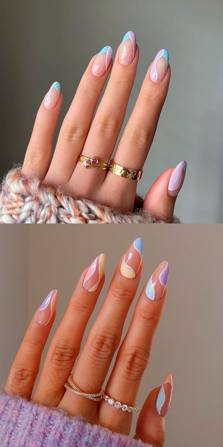 pastel swirls nail art