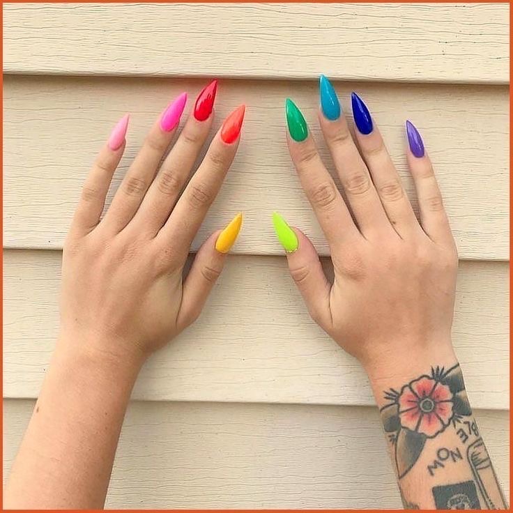 Skittles neon nail art