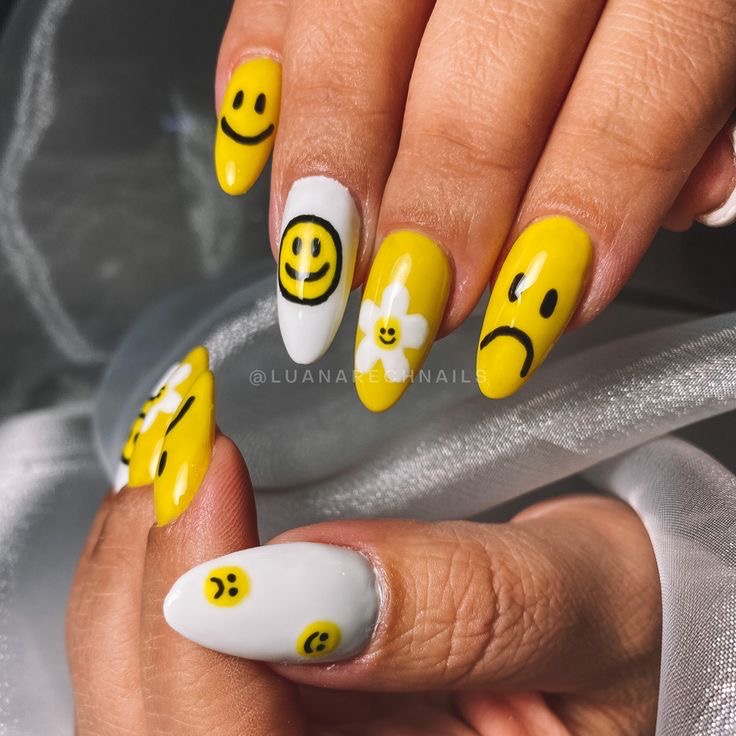 Smiley face nail art