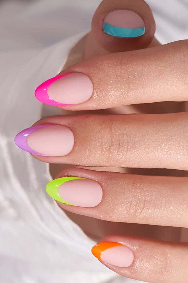 Colorful French Tip Nails