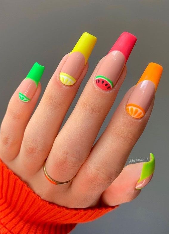 Colorful French Tip Nails
